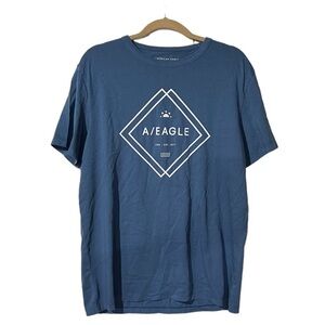 American Eagle Graphic Tee Logo Spellout Blue Size Large NWT Cozy Soft